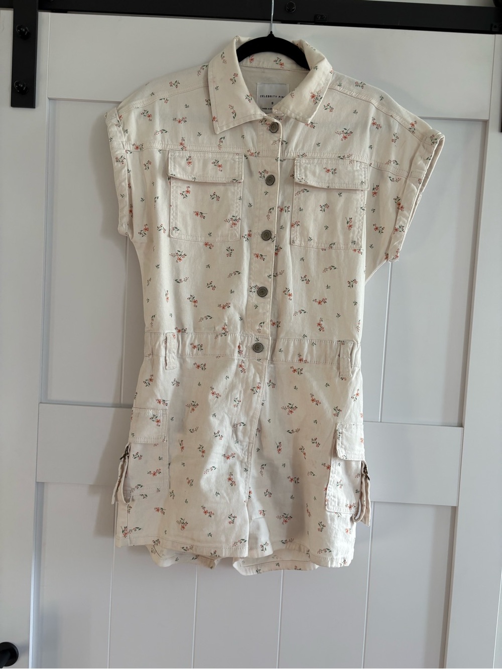 Cream Floral Utility Romper
